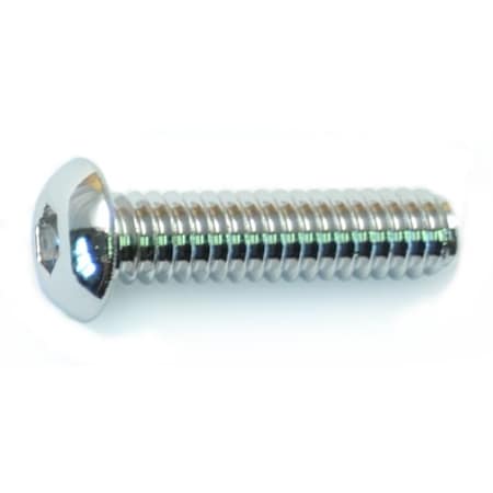 Midwest Fastener 1/4"-20 Socket Head Cap Screw, Button, Polished 18-8 Stainless Steel, 1 in Length, 6 PK 33268